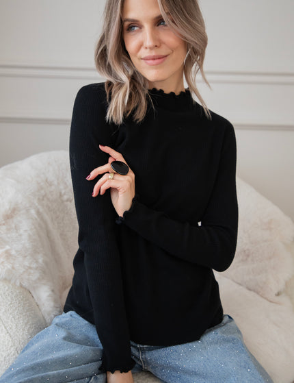 Cute Collar Ruches Black - Longsleeve