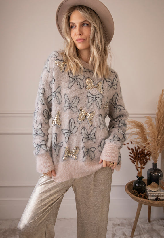 Pullover - Beautiful Bows - Taupe