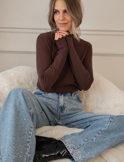 Cute Collar Ruches Brown - Longsleeve