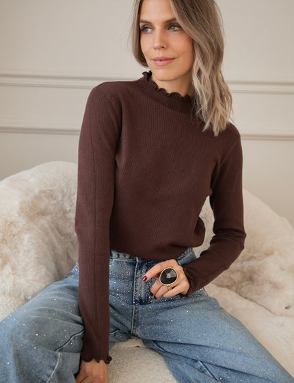 Cute Collar Ruches Brown - Longsleeve