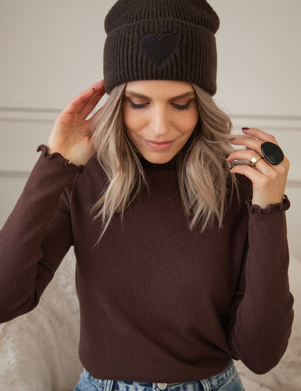 Cute Collar Ruches Brown - Longsleeve