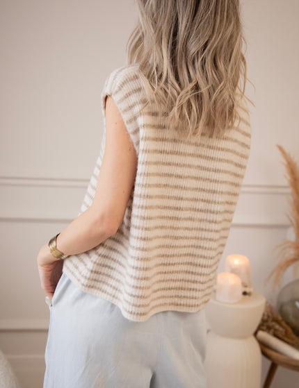 Sleeveless Stripes Beige/Brown - Vest