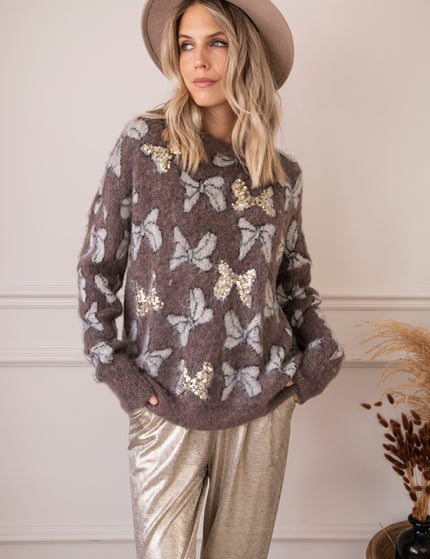 Pullover - Beautiful Bows - Dark Taupe