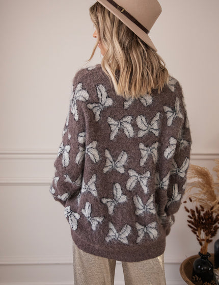 Beautiful Bows Dark Taupe - Sweater