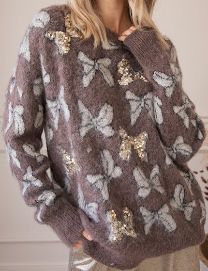 Pullover - Beautiful Bows - Dark Taupe