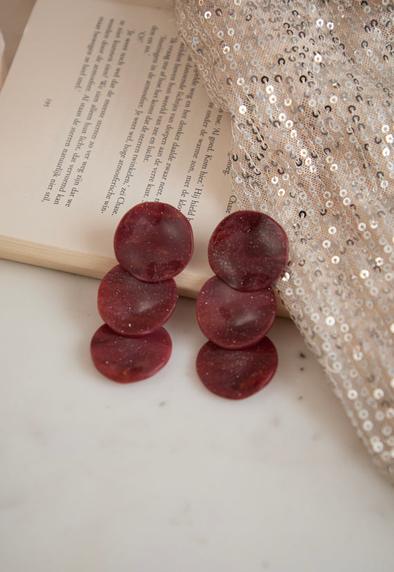 Triple Twinkle Bordeaux - Oorbellen