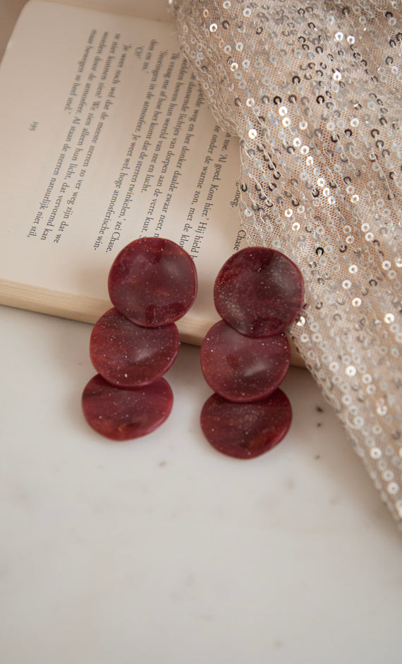 Triple Twinkle Bordeaux - Oorbellen