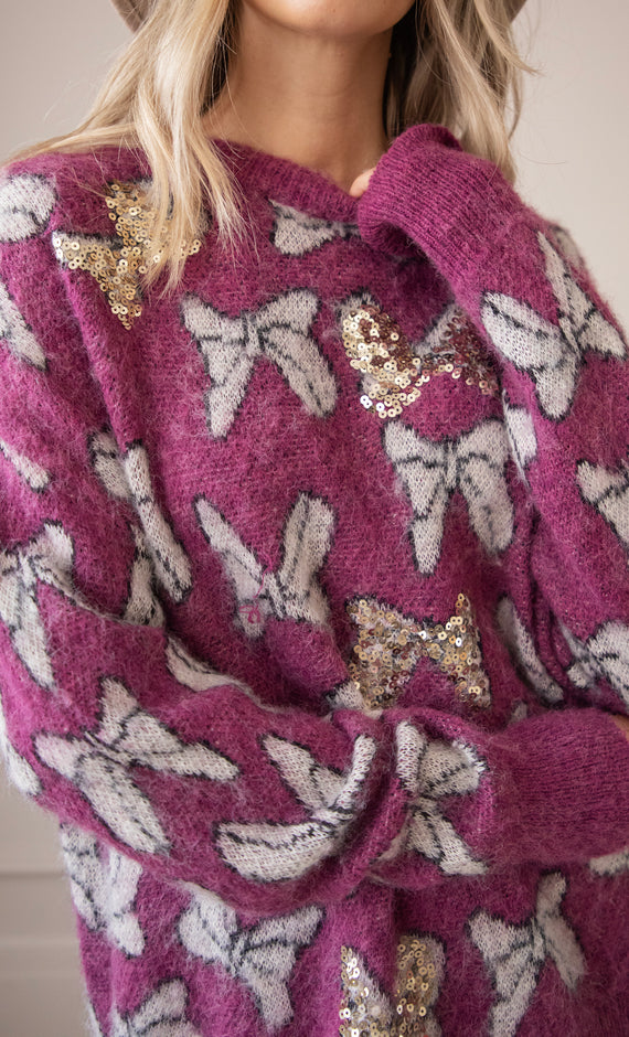 Beautiful Bows Purple - Trui