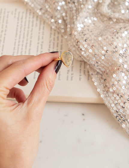 Ring - Labradorite Drop - Taupe/Gold