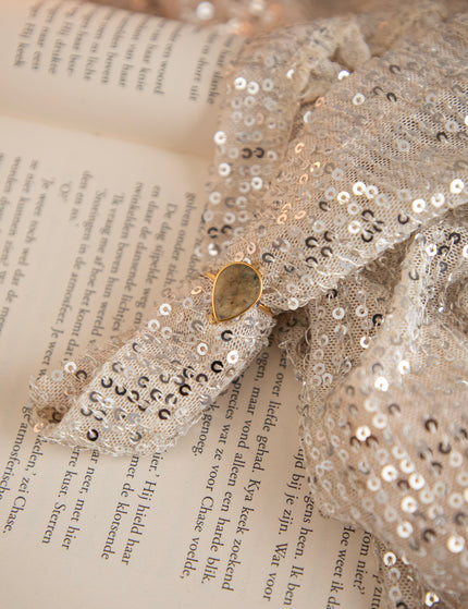 Ring - Labradorite Drop - Taupe/Gold