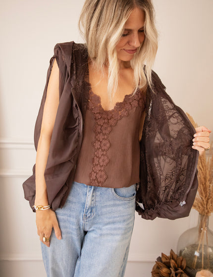 Sleeveless Donna Lace Choco - Jacket