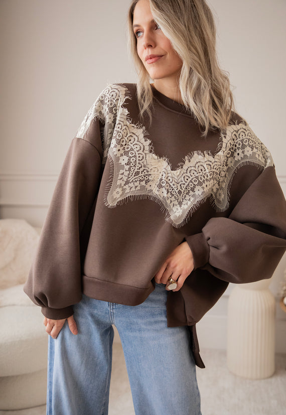 Basic Lacy Brown - Sweater