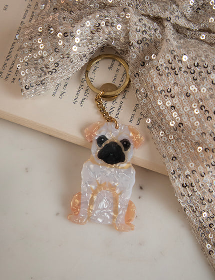 Schlüsselanhänger - Pug Pocket - Weiß/Pfirsich