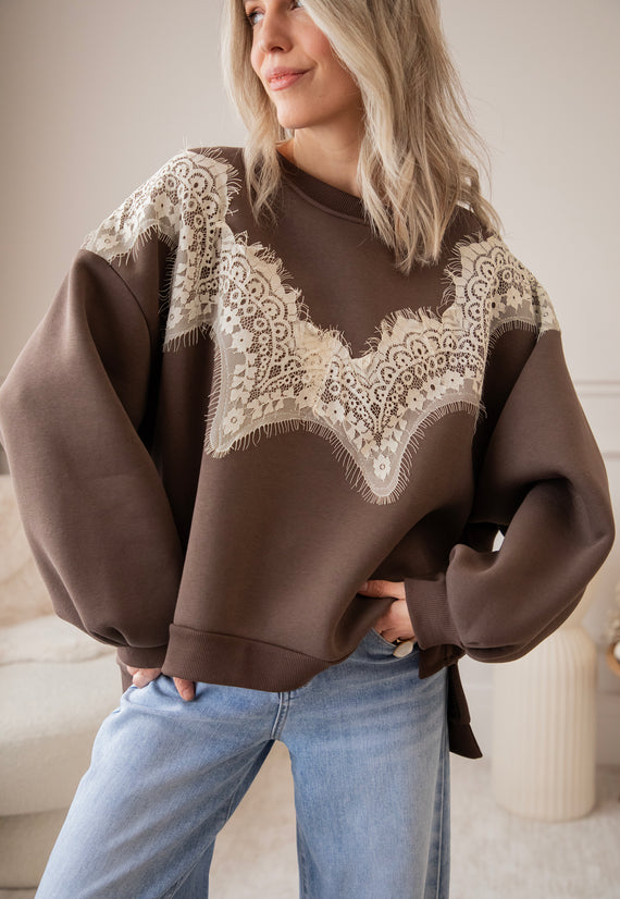 Basic Lacy Brown - Sweater