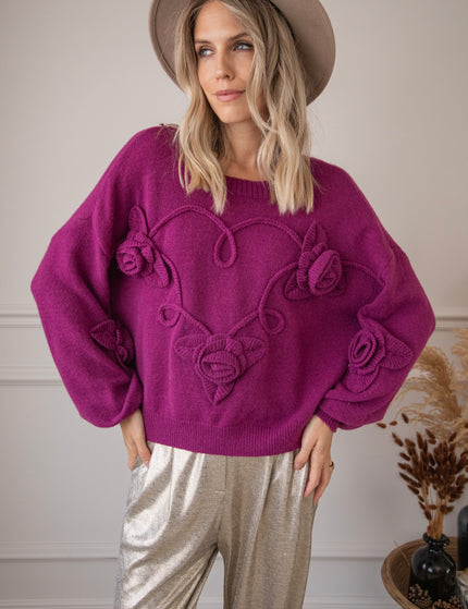 Knitted Bloom Plum - Trui