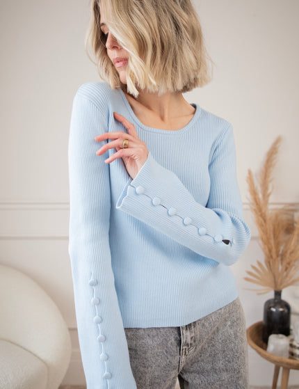 Basic Buttons Soft Blue - Longsleeve