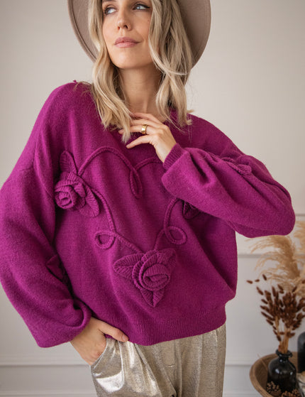 Pullover - Knitted Bloom - Pflaume