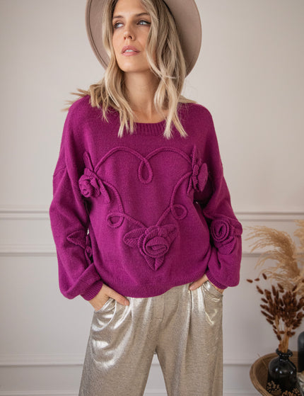 Pullover - Knitted Bloom - Pflaume