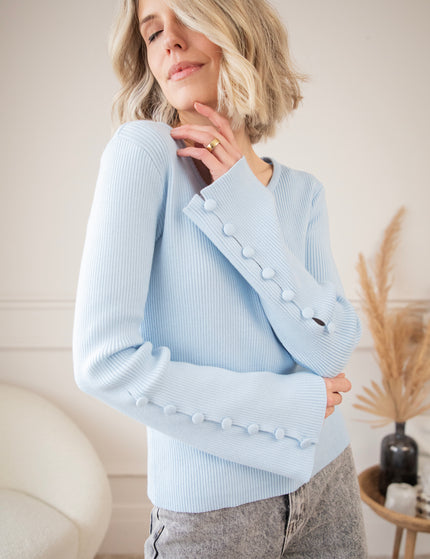 Basic Buttons Soft Blue - Longsleeve