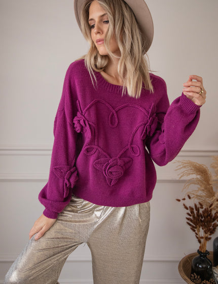 Pullover - Knitted Bloom - Pflaume