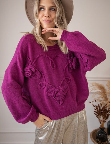 Pullover - Knitted Bloom - Pflaume