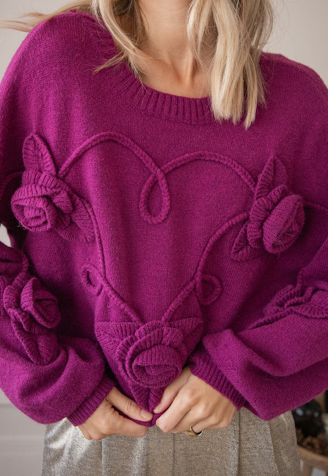 Pullover - Knitted Bloom - Pflaume