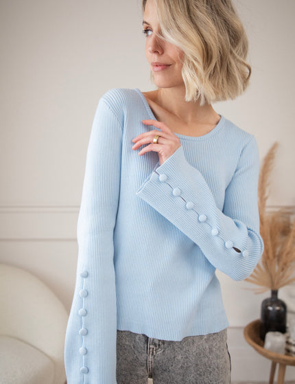 Basic Buttons Soft Blue - Longsleeve