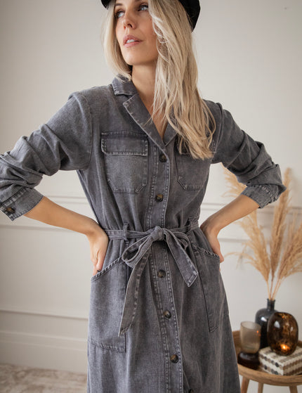 Feminine In Denim Grey - Maxi Jurk