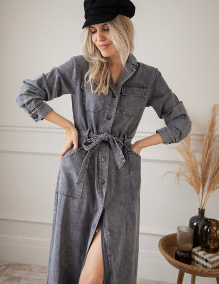 Feminine In Denim Grey - Maxi Jurk