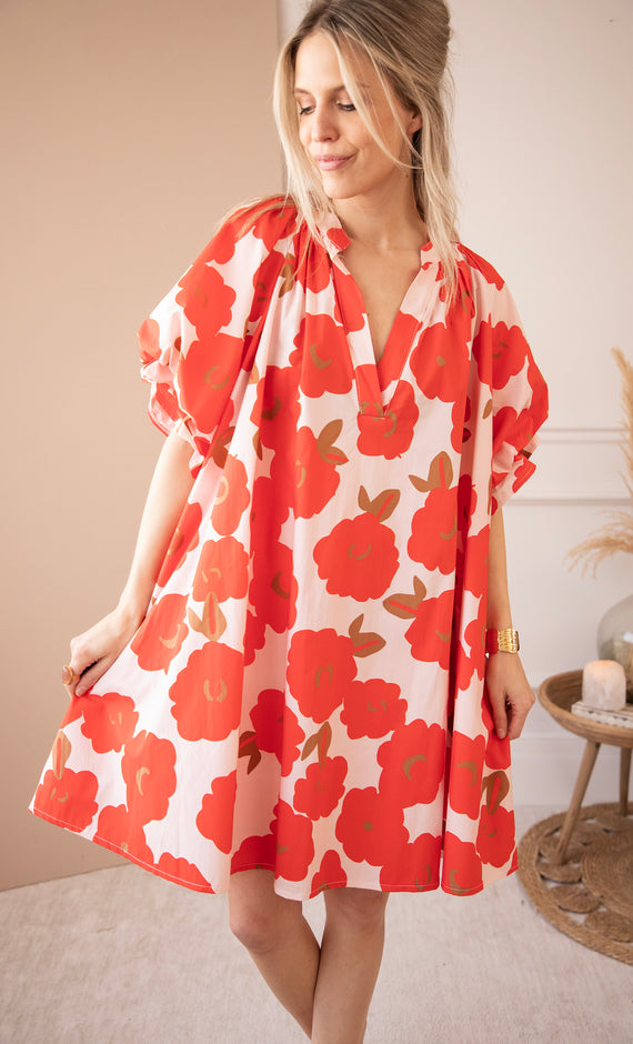 Poppy Petal Soft Pink/Red - Jurk