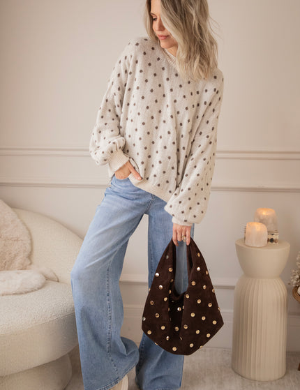Surrounded By Dots Beige/Choco - Trui
