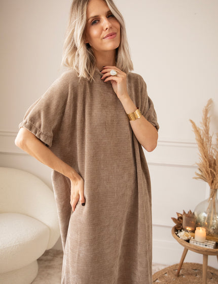 Valery Velvet Taupe - Maxi Dress