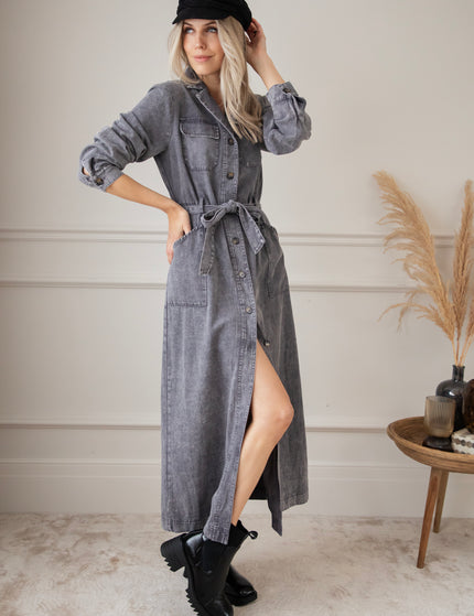 Maxikleid - Feminine In Denim - Grau