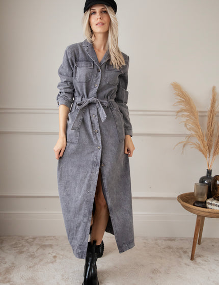 Feminine In Denim Grey - Maxi Jurk