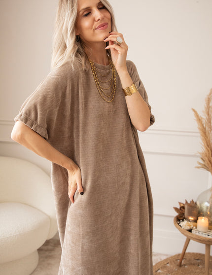 Valery Velvet Taupe - Maxi Dress