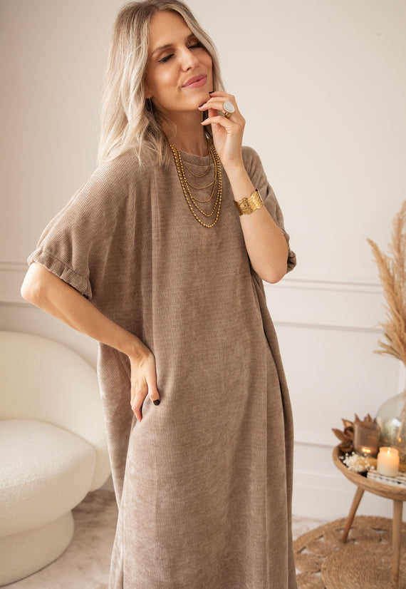 Maxikleid - Valery Velvet - Taupe