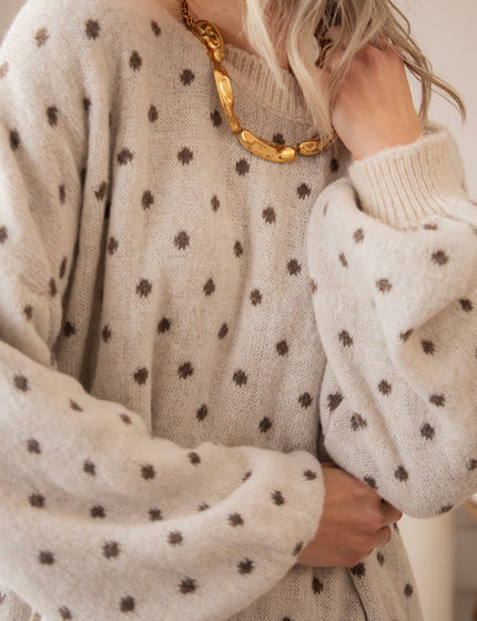 Surrounded By Dots Beige/Choco - Trui