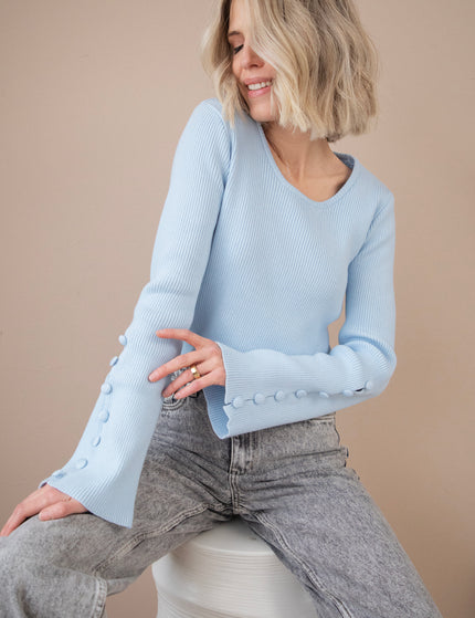 Basic Buttons Soft Blue - Longsleeve