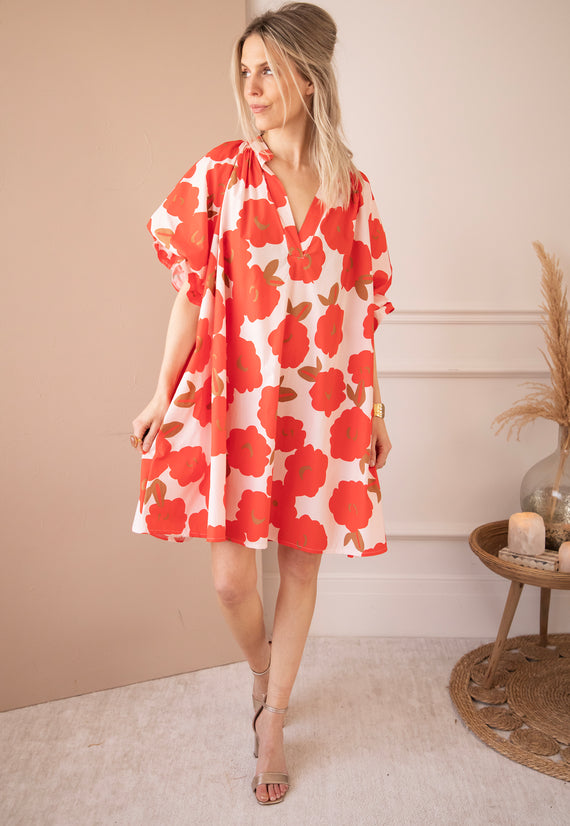 Poppy Petal Soft Pink/Red - Jurk