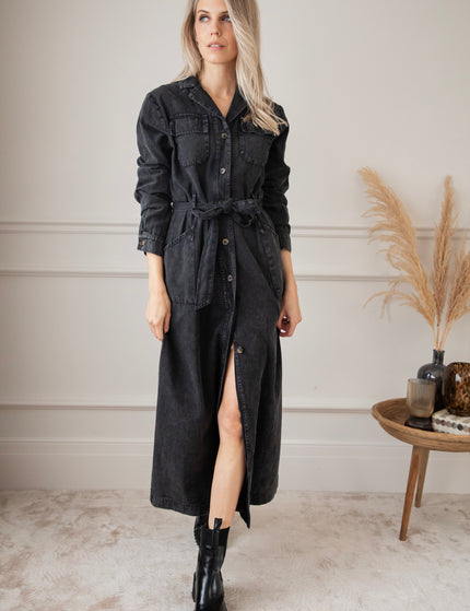 Maxikleid - Feminine In Denim - Dunkelgrau