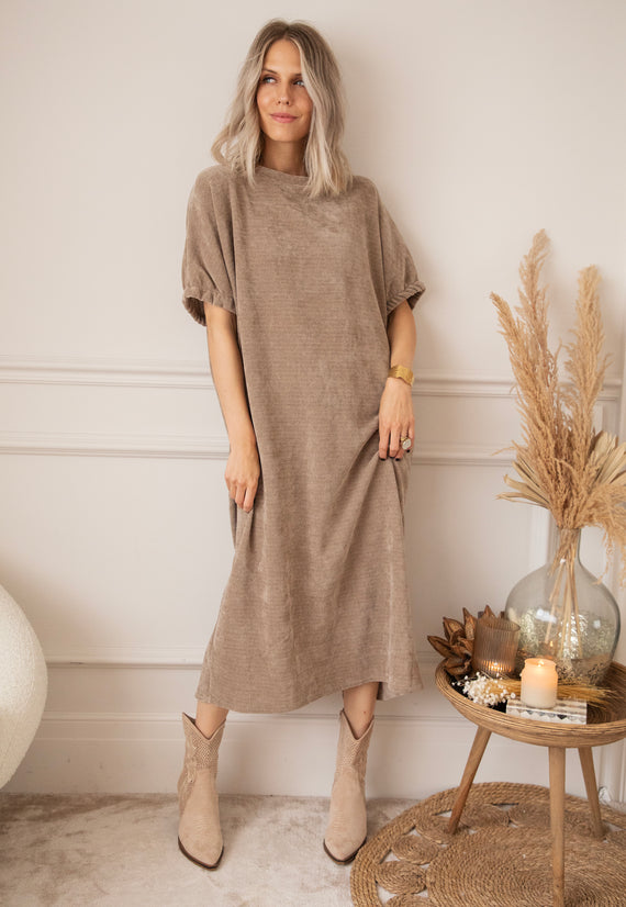 Maxikleid - Valery Velvet - Taupe