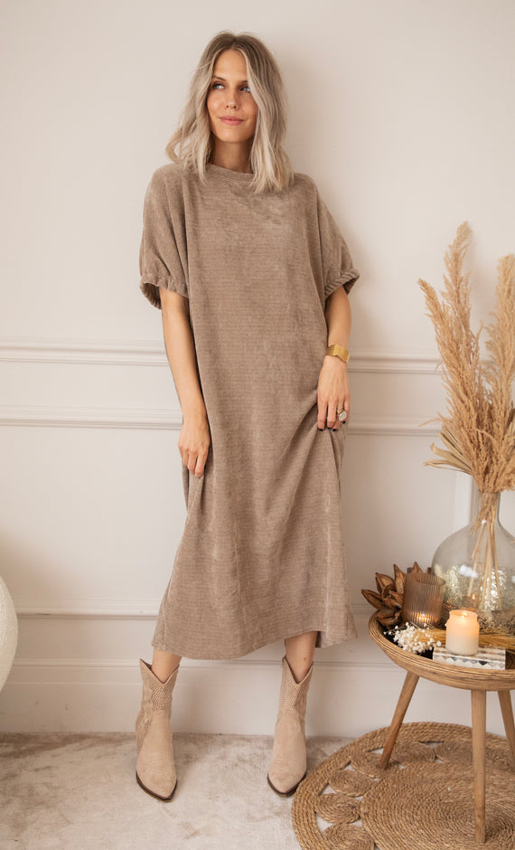 Maxikleid - Valery Velvet - Taupe