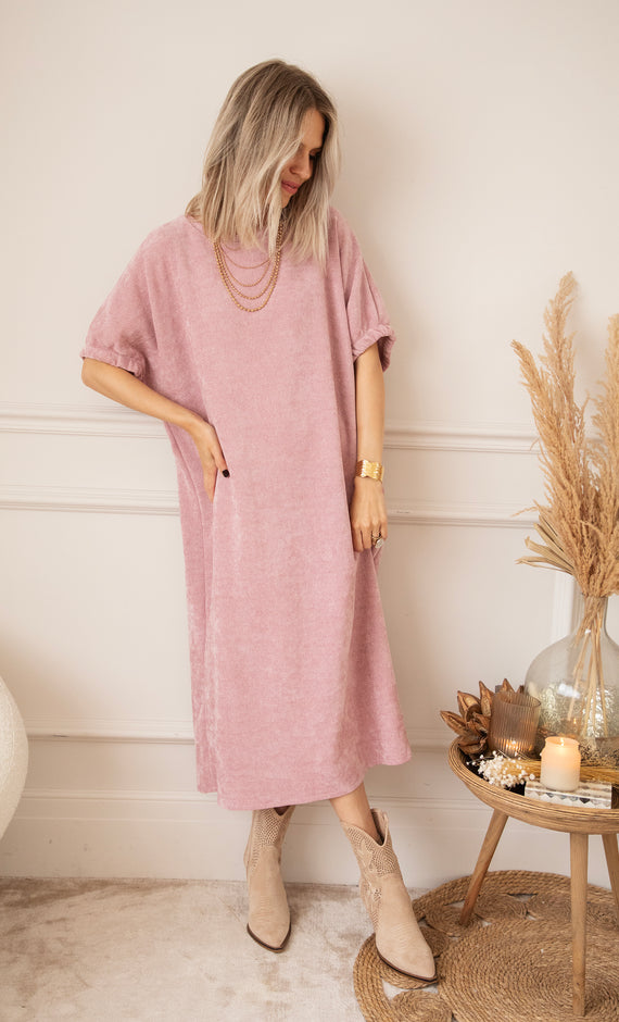 Maxikleid - Valery Velvet - Altrosa