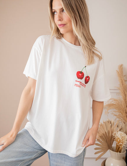 T-Shirt - Sweet As A Cherry - Weiß