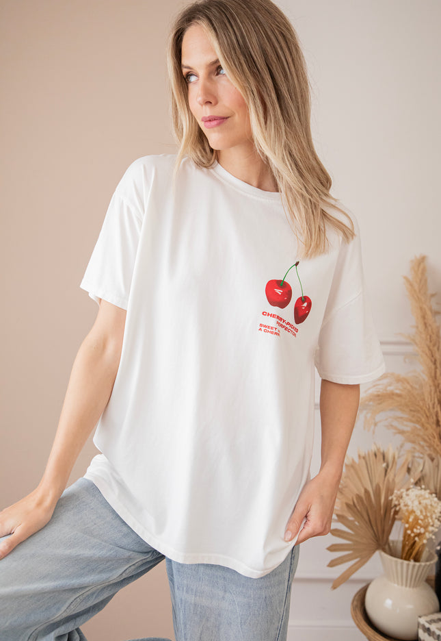 T-Shirt - Sweet As A Cherry - Weiß