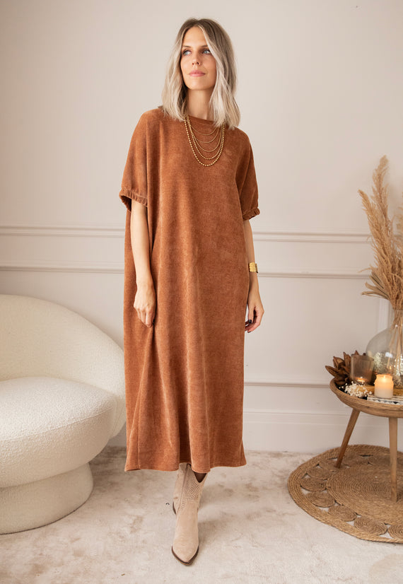 Maxikleid - Valery Velvet - Braun