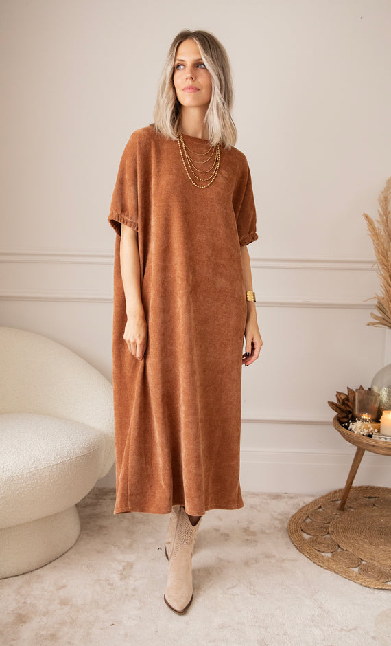 Maxikleid - Valery Velvet - Braun
