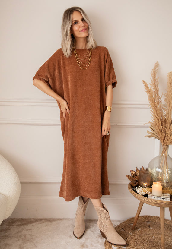 Maxikleid - Valery Velvet - Braun