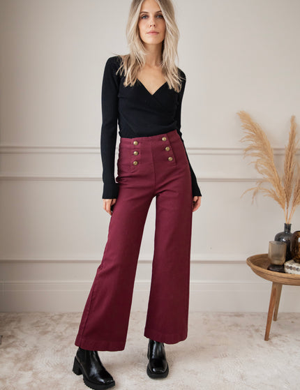 Button Flare  Burgundy - Jeans