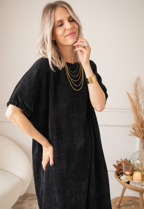 Maxikleid - Valery Velvet - Schwarz